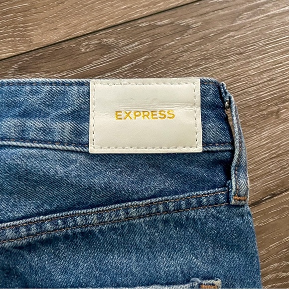 Express 90s Ankle Boot Mid Rise Jeans Medium Wash Ripped Size 0/R - Picture 10 of 12